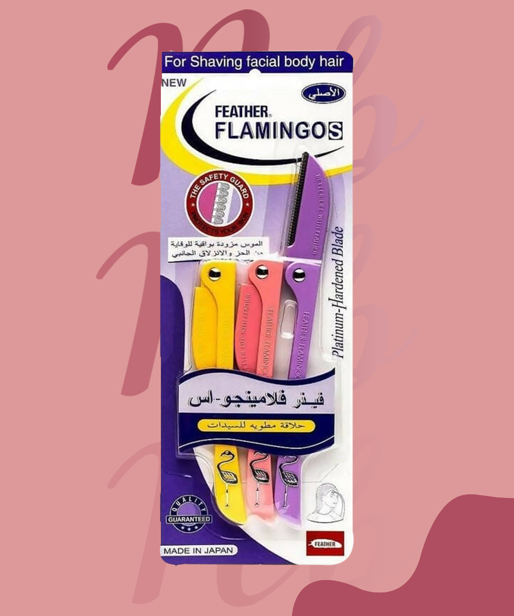 FEATHER FLAMINGO S FOR SHAVING FACIAL BODY HAIR 3P
