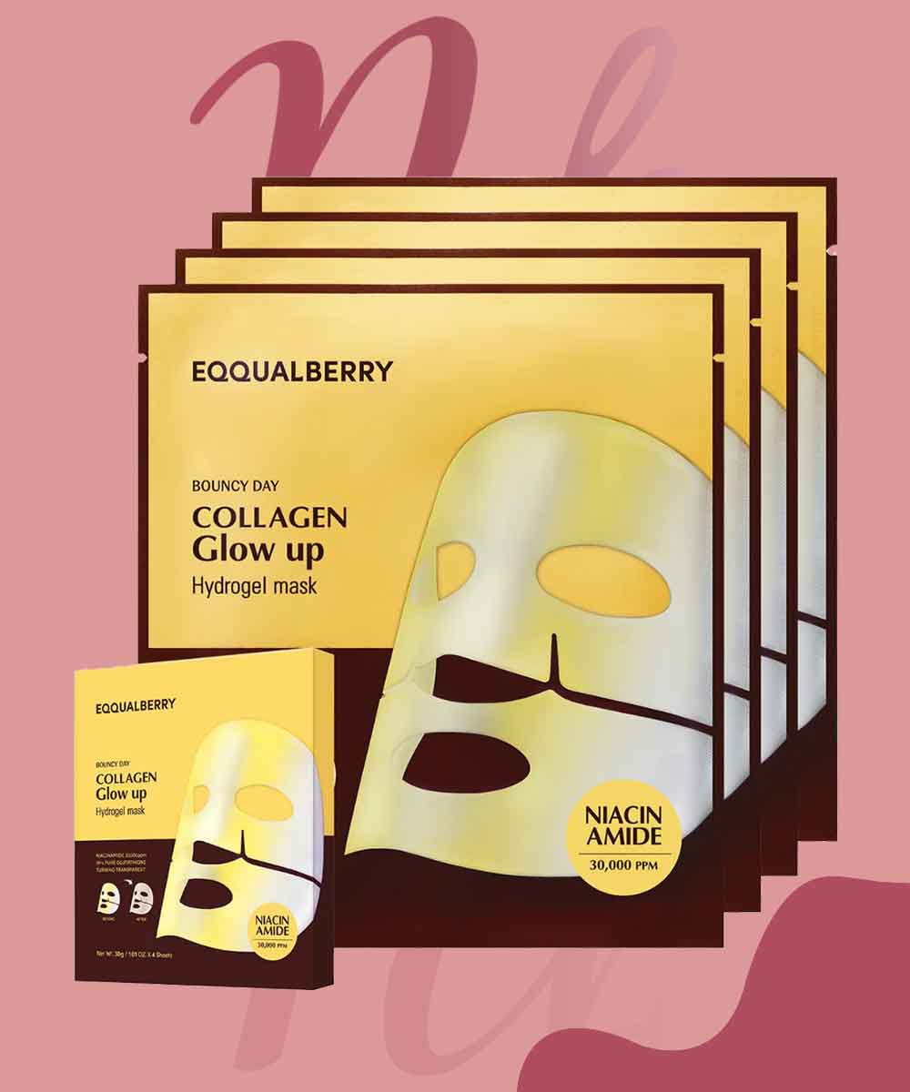 EQQUALBERRY COLLAGEN GLOW UP HYDRO GEL MASK 4SHEETS